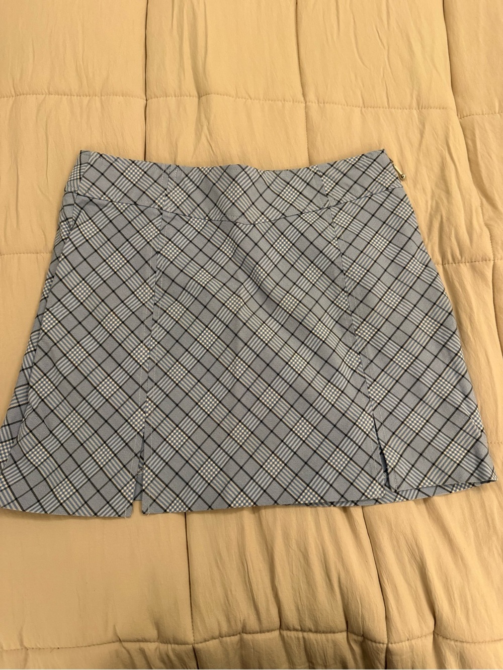 Plaid Mini Skirt in Light Blue and Black
